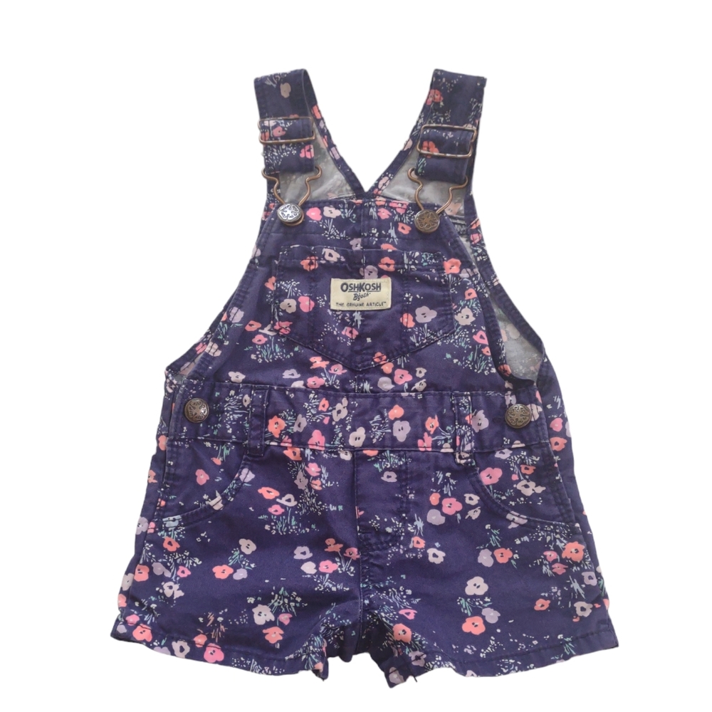 OshKosh B'gosh purple/pink floral cotton overalls Size 6‎ months